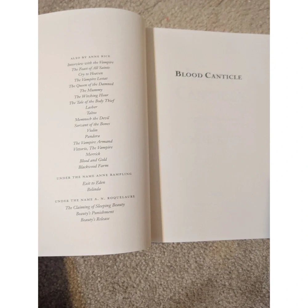 Blood Canticle : The Vampire Chronicles by Anne Rice (2003, Hardcover)